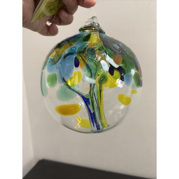 Kitras Art Glass Tree Of Enchantment Large 6” Handmade Hand Blown Orb - Picture 12 of 13